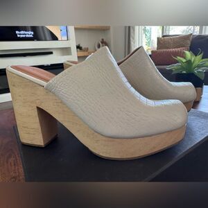 Rachel Comey Dakota Clog Bone Croc Leather Platform Heels